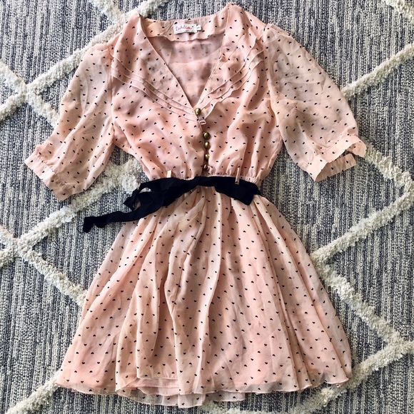 ASOS CHIFFON HEART TEA DRESS SIZE SMALL - Picture 2 of 8